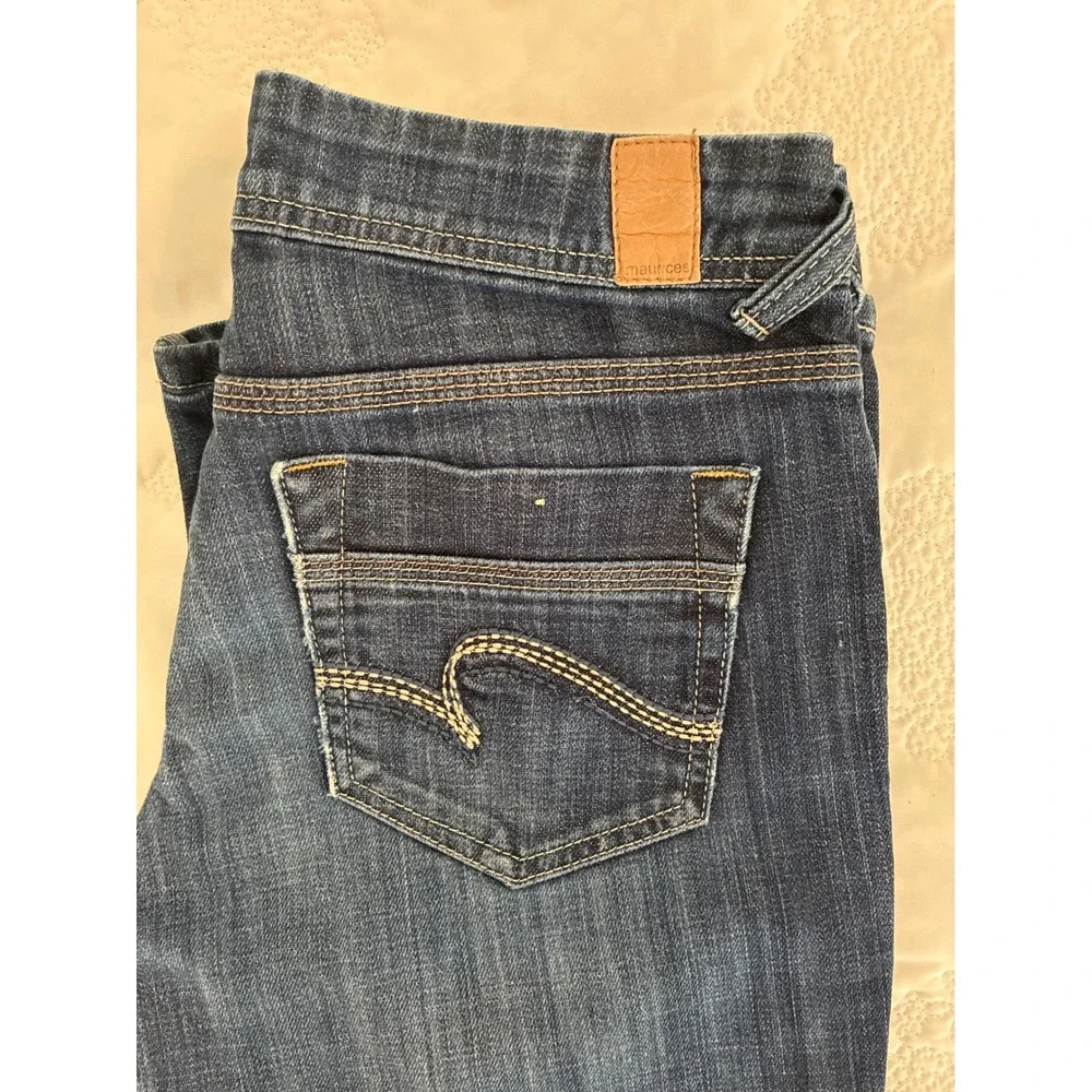 Maurices New Boot Dark Wash Bootcut Jeans Womens 3/4 Long Stretch Denim Indigo - Picture 5 of 6